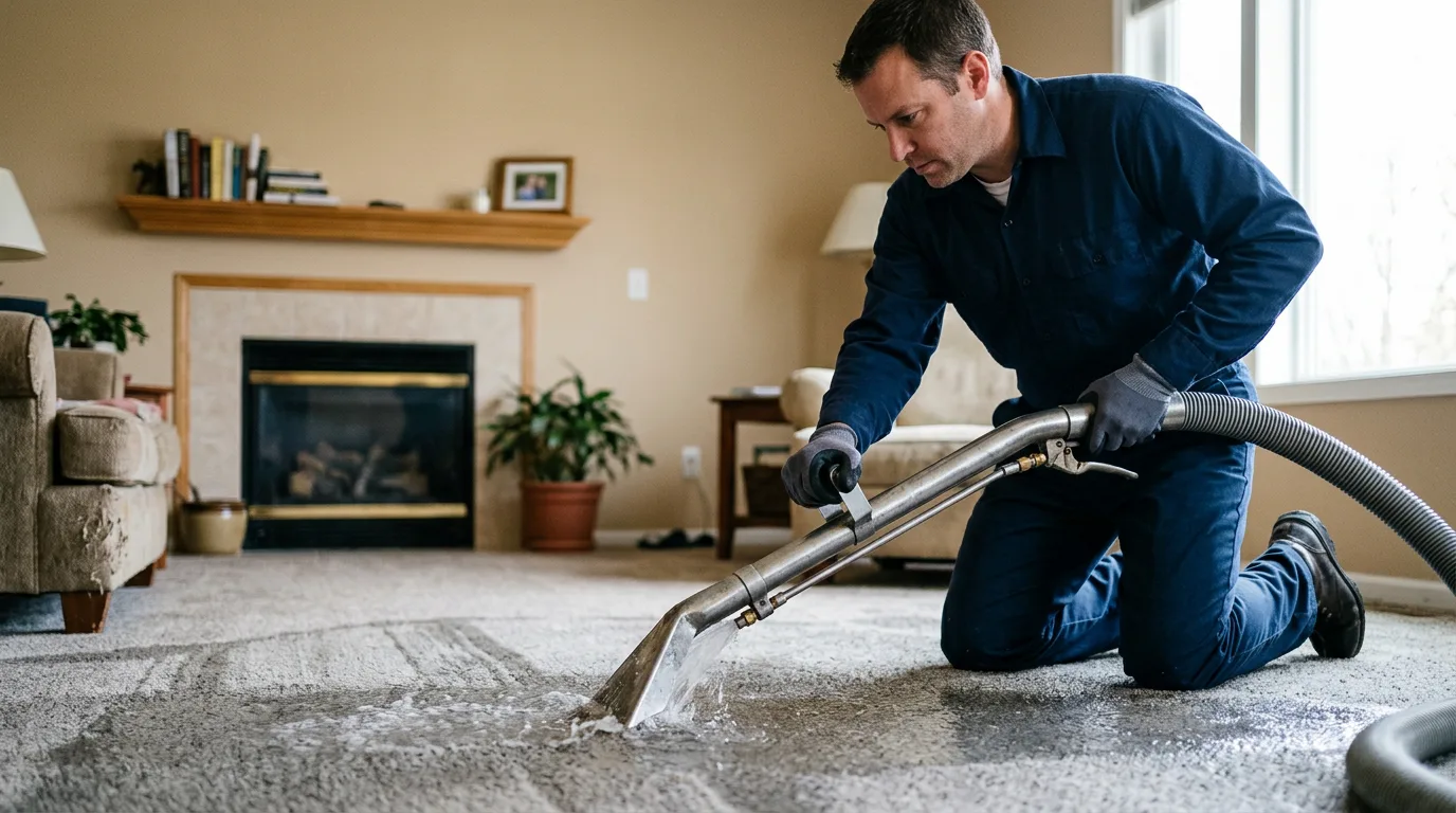 Water damage restoration technician working near Gilford, NH